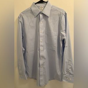Brooks Brothers Mens 16-4/5 Solid Blue Long Sleeve Button Down Slim Fit